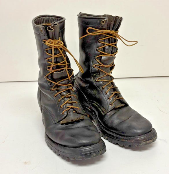 Vintage Whites Spokane WA Rugged Black Leather Logger Boots Lugged Soles US 12