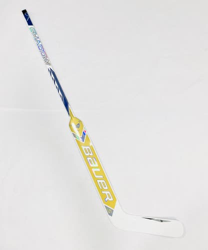 New 25" Bauer Supreme Shadow Pro Stock Goalie Stick (white/gold/blue) - Regular, P31 Round