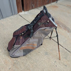 Ping Hoofer Lite Dual Strap 4 Divider Golf Stand Bag Brown/Grey