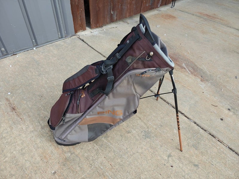 Ping Hoofer Lite Dual Strap 4 Divider Golf Stand Bag Brown/Grey