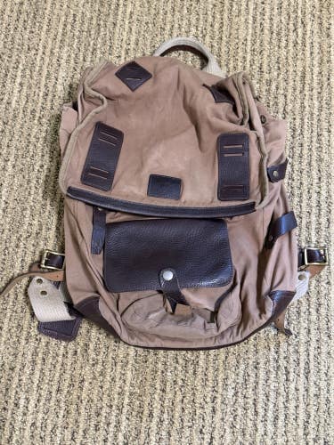 Will Leather Goods Backpack Leather & Canvas Brown Great Condition $375 17x14x6