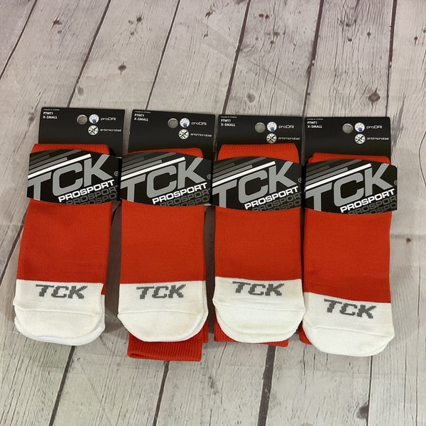 TCK PROSPORT proDRI Durable Performance Athletic Socks Orange White XS 4-Pack