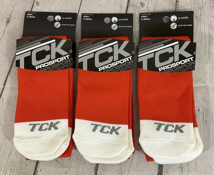 TCK PROSPORT proDRI Durable Performance Athletic Socks Orange White XS 3-Pack