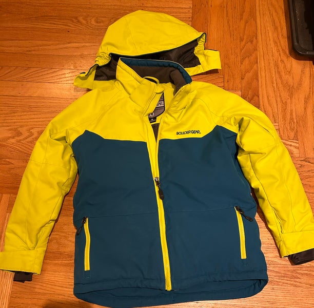 Neon Yellow and Blue Boys Medium Boulder Gear Jacket (Used)
