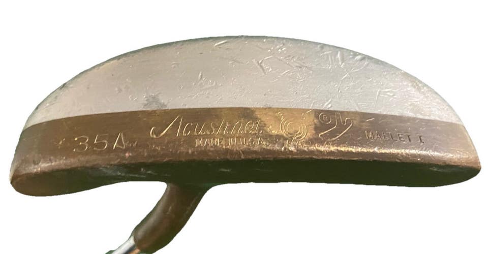 Acushnet 35A Mallet I Bullseye Putter RH Fluted Steel 34.5" Good Original Grip
