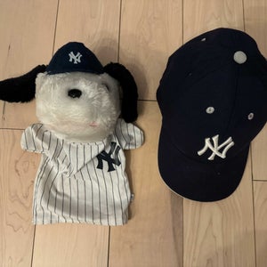 Vintage 1980s NY Yankees dog squeaky squeeze doll - WORKS!!! AND Youth Yankee Hat