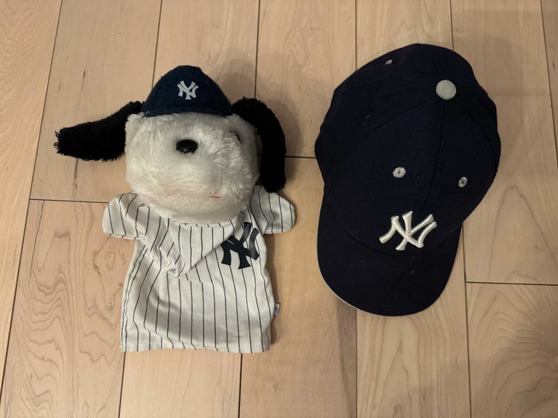 Vintage 1980s NY Yankees dog squeaky squeeze doll - WORKS!!! AND Youth Yankee Hat