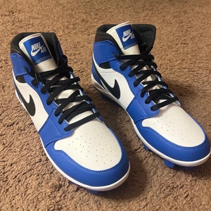 NEW Nike Air Jordan 1 Retro MCS Baseball Cleats Game Royal Size 12 AV5354-411