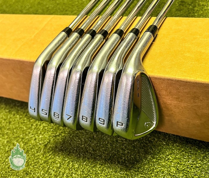 Used RH 2023 TaylorMade P-7MC Forged Irons 4-PW AMT S300 Stiff Steel Golf Set