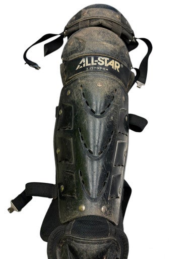 Used All-Star BLACK CATCHER LEGS Catchers Leg Guards Black Youth 11863-S000024893
