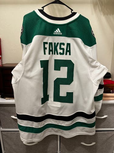 Dallas Stars Radak Faksa Adidas MIC Game Worn Away Jersey