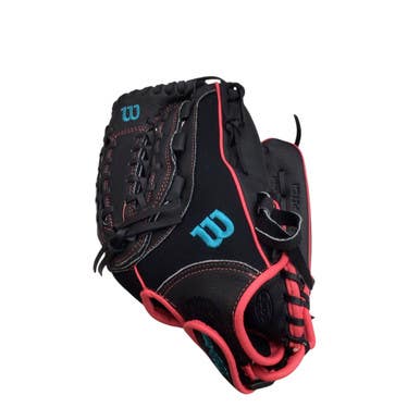 Used Wilson FLASH RH Throw Fastpitch Gloves Black 12" 11760-S000084424