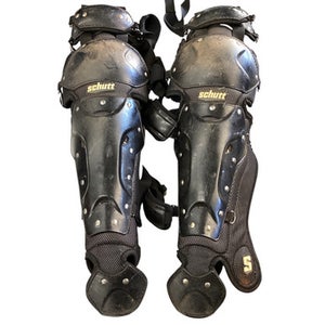 Used Schutt INTERMEDIATE SHIN GUARDS Catchers Leg Guards Black Intermed 11760-S000084614