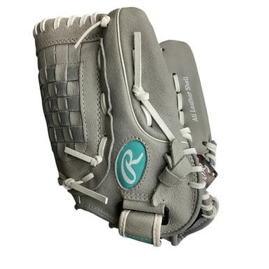 Used Rawlings SURE CATCH SCSB1105M RHT RH Throw Fastpitch Gloves Grey 11" 11760-S000084489