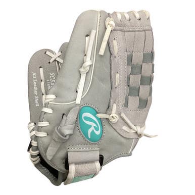 Used Rawlings SURE CATCH SCSB110M LH Throw Fastpitch Gloves Grey 11" 11760-S000084487