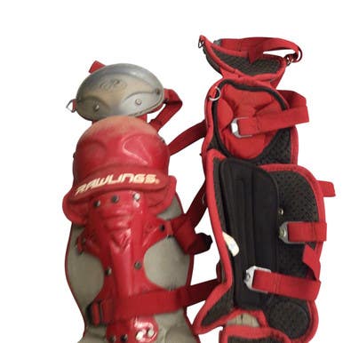 Used Rawlings JUNIOR LEG GUARDS Catchers Leg Guards Red Youth 11760-S000084030
