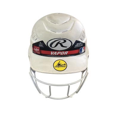 Used Rawlings VAPOR SB HELMET W/ MASK Batting Helmet w/Mask White M/L 11760-S000083924