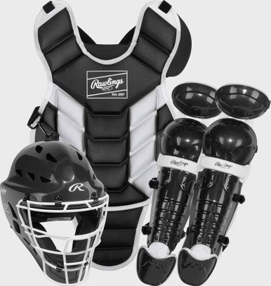 New RAWLINGS PLAYERS 3 SERIES BLK/WHT JUNIOR CATCHERS SET 11490-RAWPLYCS3JBLKWHT