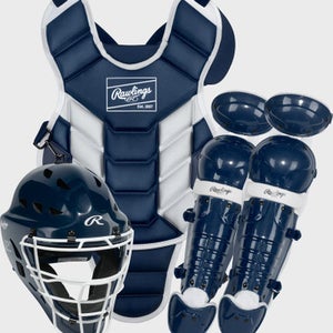 New RAWLINGS PLAYERS 3 SERIES NVY/WHT YOUTH CATCHERS SET 11490-RAWPLYCS3YNVYWH