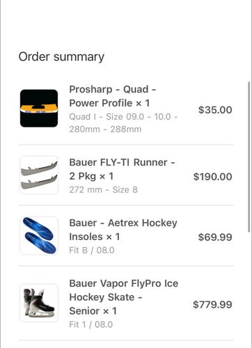 2025 Bauer Vapor Flypro Hockey Skates Regular Width Pro Stock 8 (Used)