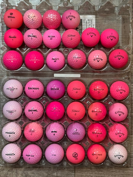 40 Pink Golf Balls - Various Brands (Titleist, Callaway, TaylorMade), 5A/4A
