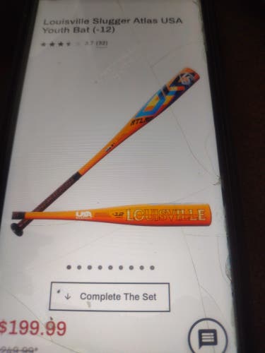 Louisville Slugger Atlas Alloy USABat Certified Bat (-12) 15 oz 27" (New)