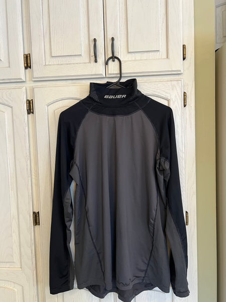 XL Bauer Long Sleeve Compression Shirt with Neck Guard