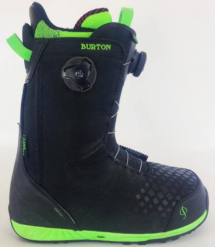 Used $320 Men's Burton HIGH END Concord Boa Snowboard Boots RARE Black/Green
