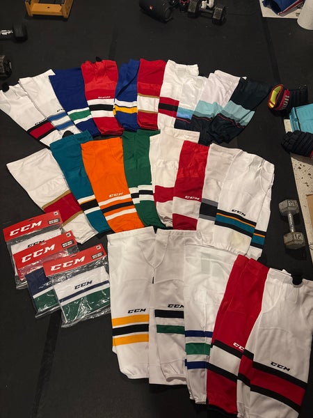 26 pairs of CCM Edge socks either brand new or like-new/barely worn condition