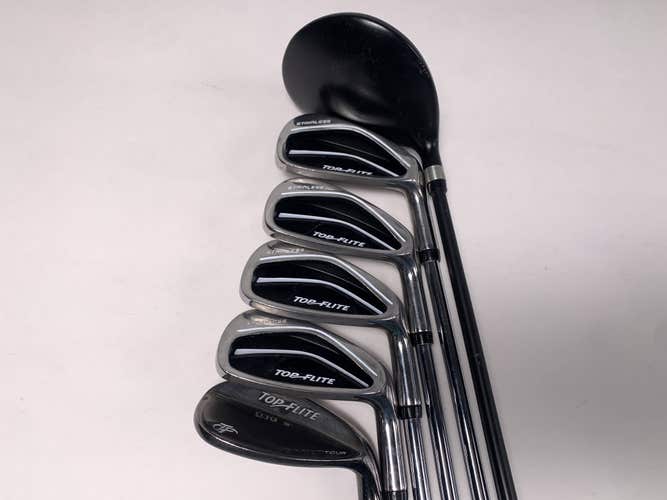 Top Flite Stainless Club Set 3W 6 7 8 PW SW Regular Graphite & Steel Mens RH