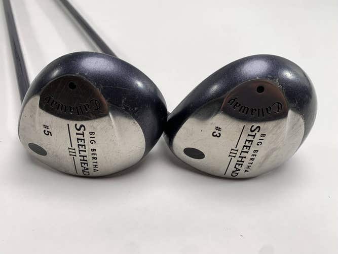 Callaway Steelhead III 3 & 5 Fairway Wood Set 15* 18* System III Firm Mens RH