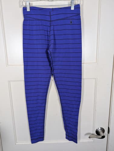Smartwool Women's Merino Base Layer Leggings Size M Blue Stripes Wool