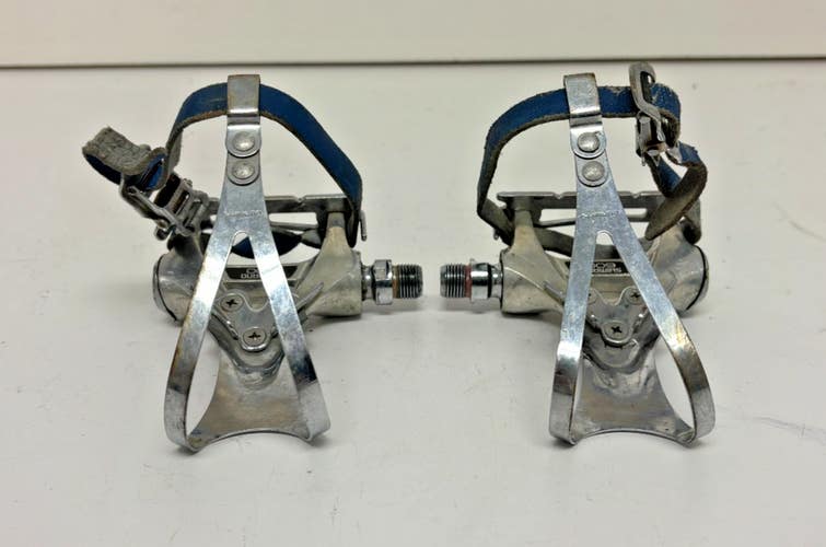 Vintage Shimano 600 PD-6207 Silver Aluminum Road Bike Pedals & Cages GREAT