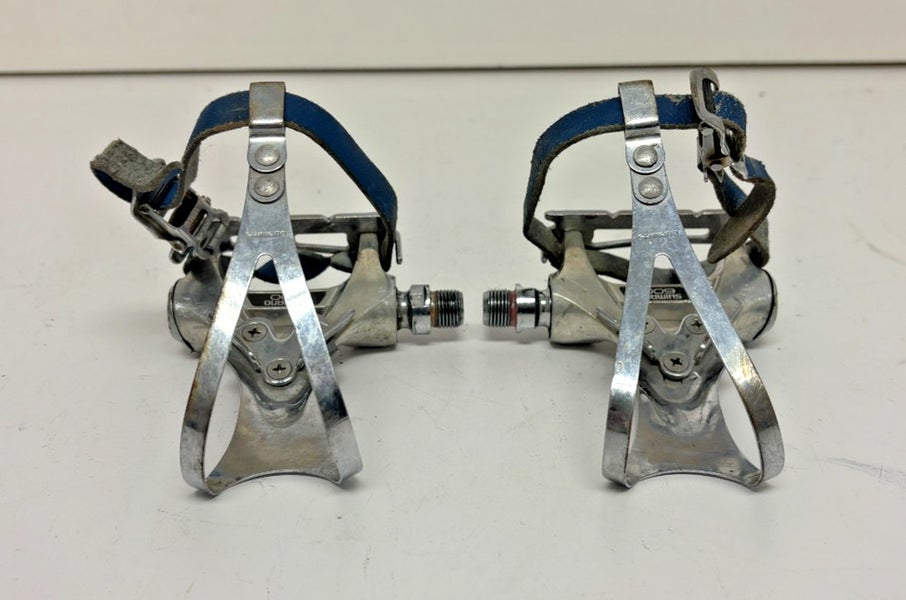 Vintage Shimano 600 PD-6207 Silver Aluminum Road Bike Pedals & Cages GREAT