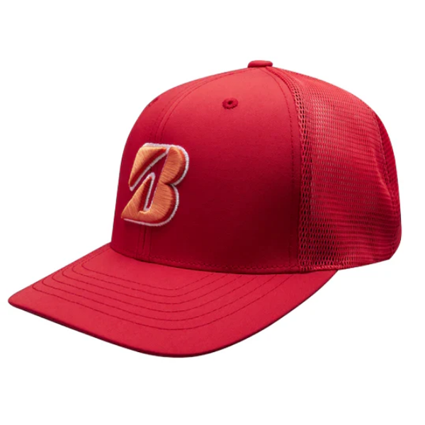 NEW 2024 Bridgestone Golf Eco Mesh Red Adjustable Snapback Golf Hat/Cap