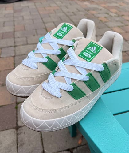 Mens adidas x Bodega × BEAMS Adimatic Athletic Sneakers Off White Green SZ 12.5