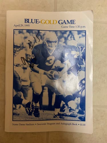 1995 Notre Dame Signed Blue Gold Spring Booklet