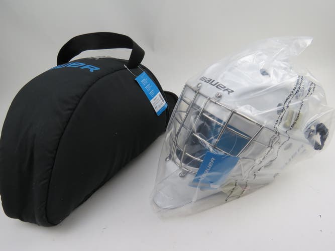 NEW White Bauer 960 Certified Straight Bar Hockey Goalie Helmet Mask Senior Medium