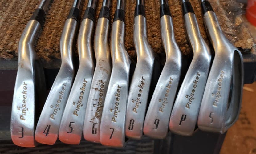 SET  9 PINSEEKER CENTER FIRE  CAVITY BACK GOLF IRONS 3-SW STEEL SHAFTS 1 in OVER