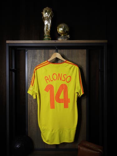 Liverpool 2006/07 Away Jersey – Xabi Alonso #14 – Large – Yellow Adidas Shirt