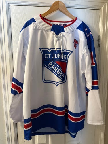 CT JR Rangers Game Jersey White Large Adult Unisex