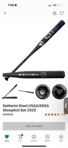 2025 DeMarini Steel Bat Alloy Bat 28 oz 34" (Used)