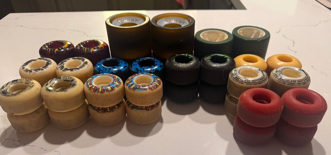 Skateboard Wheels Bulk Lot (11 sets In Total) Various Brands, Sizes, And Colors