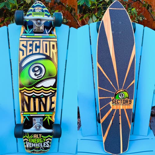 SECTOR 9 “ALT ENERGY VEHICLES” 100% BAMBOO COMPLETE SKATEBOARD 35.5 CUSTOM GRIP