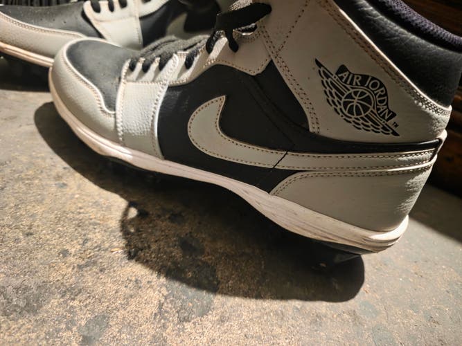 Gray Men's Size M 12.0 (W 13.0) Adult Air Jordan High Top Molded Cleats (New)