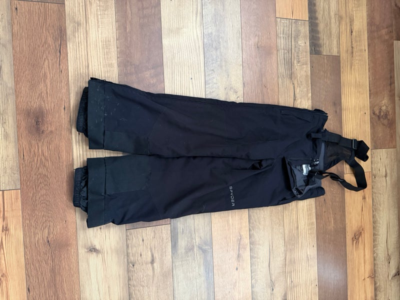 Black Size 14 Kids Unisex Full Side Zip Spyder ski race Snow Pants (Used)