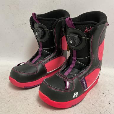 Used K2 LIL KAT BOA Girls Snowboard Boots Black And Pink Junior 02 11855-S000196021