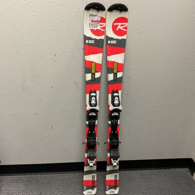 Used Rossignol ROC Boys DH Ski/Binding White/Black/Red 120 cm 11855-S000195965