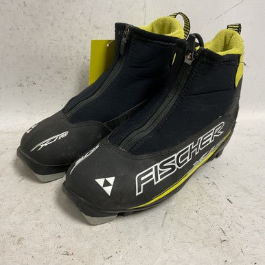 Used Fischer XJ SPRINT Boys NNN XC Ski Boots Black W 06 / JR 04-04.5 11855-S000195885