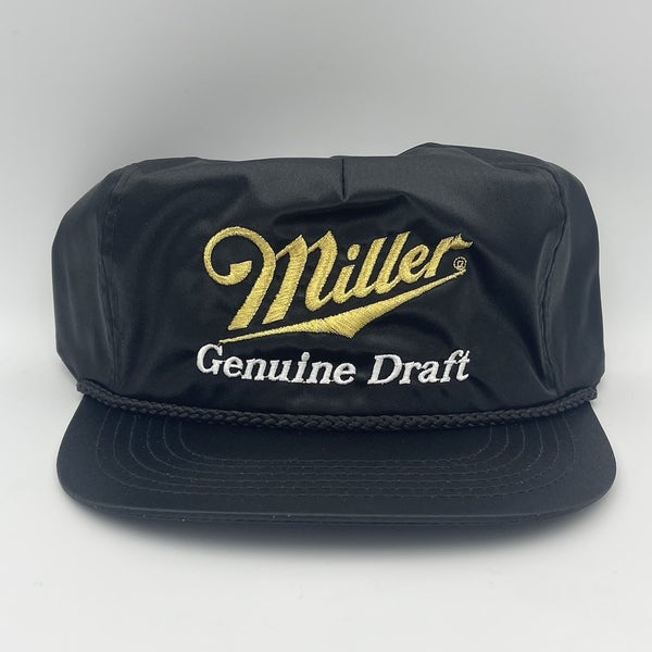 Vintage Miller Genuine Draft SATIN Snapback Hat Cap Rope Beer 90s NEW OLD STOCK